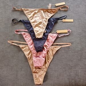 NWT Skims Women's Gold, Black & Pink 4-Pack Silk String Thongs Size 4X